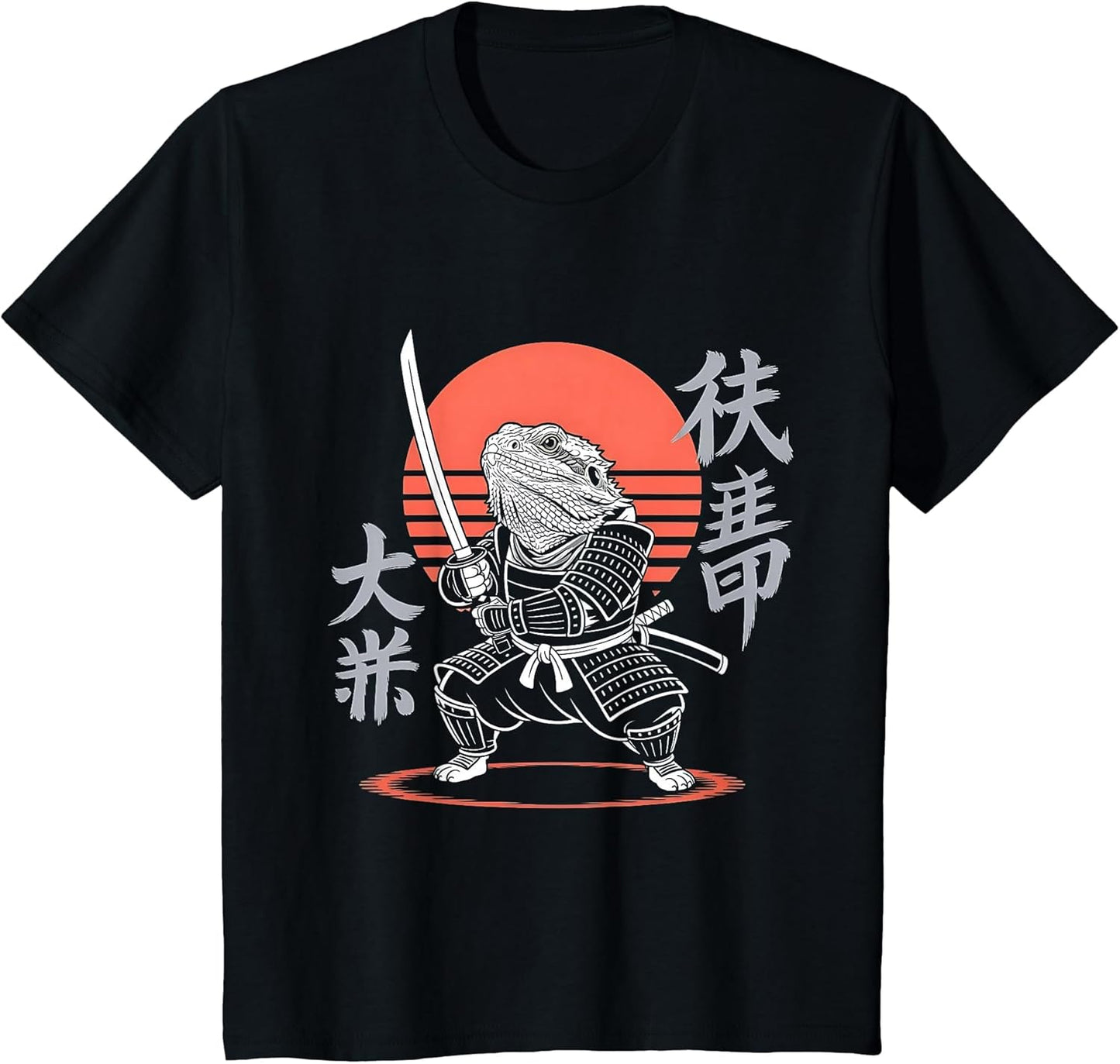Funny Bearded Dragon Ninja Samurai Retro Anime Beardie Lover