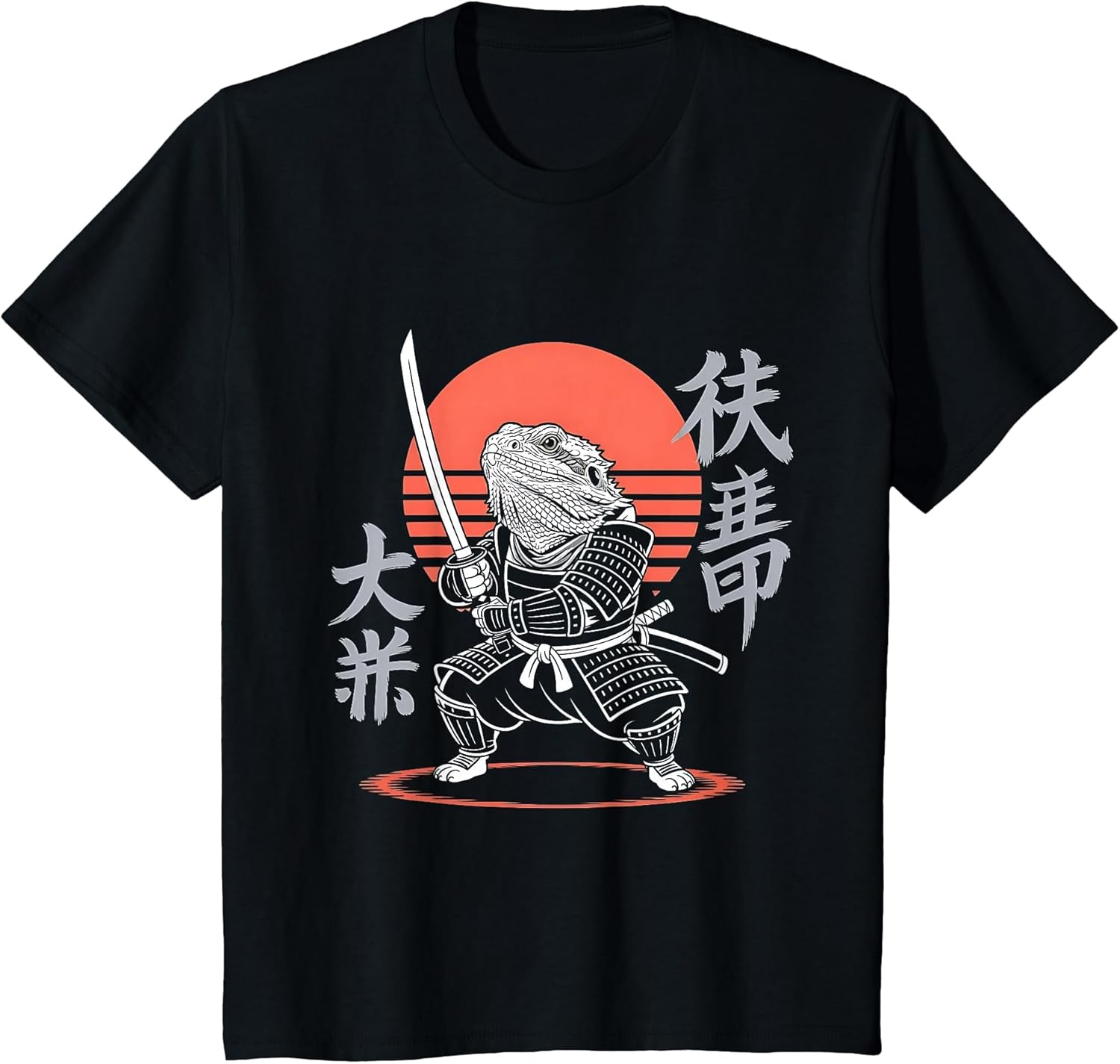 Funny Bearded Dragon Ninja Samurai Retro Anime Beardie Lover