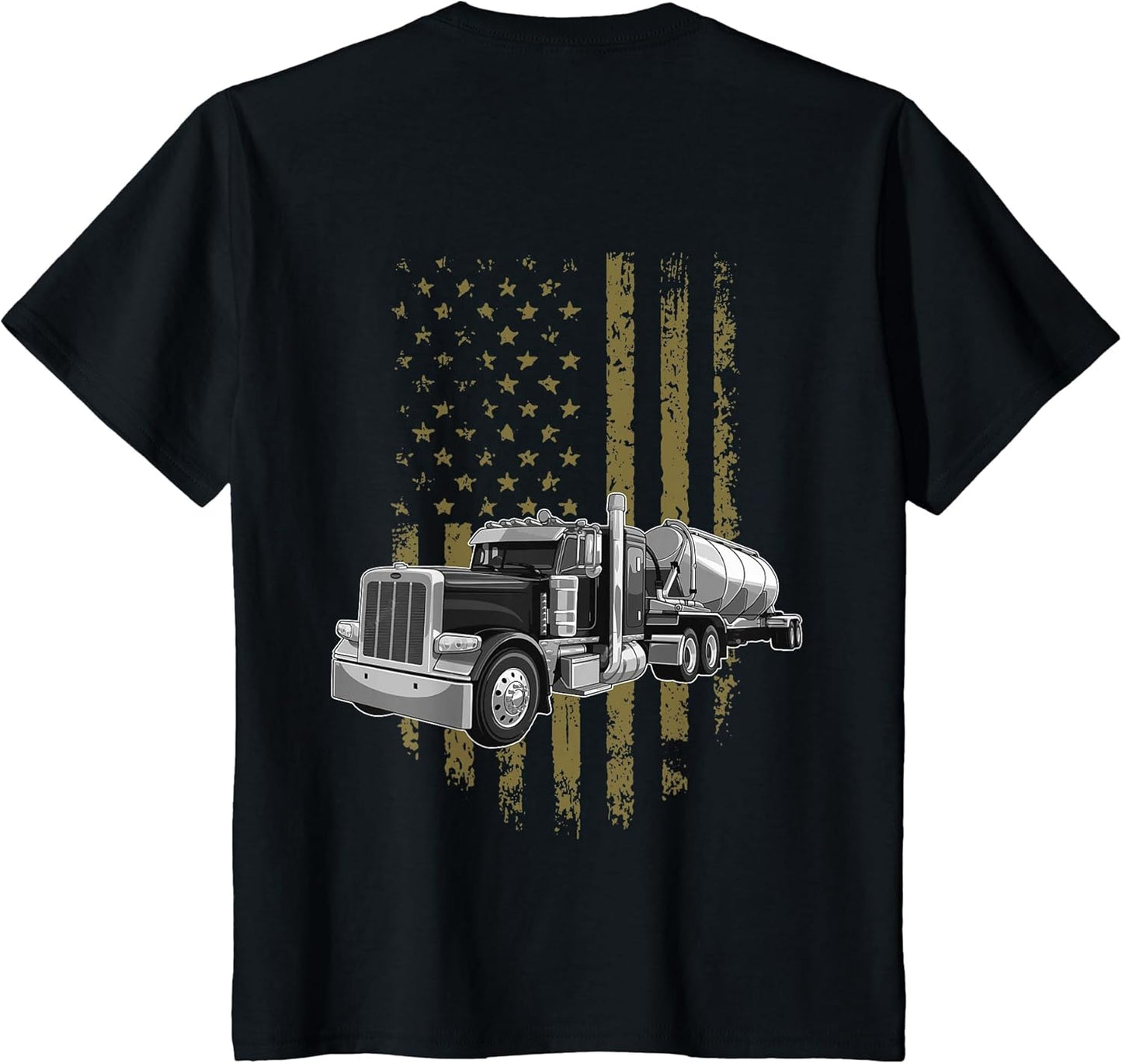 On Back- Big Rig Semi Trailer Truck Driver USA American Flag