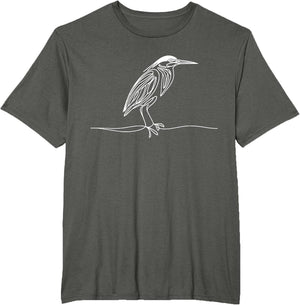 Green Heron Line Art Bird Watcher Ornithology Nature