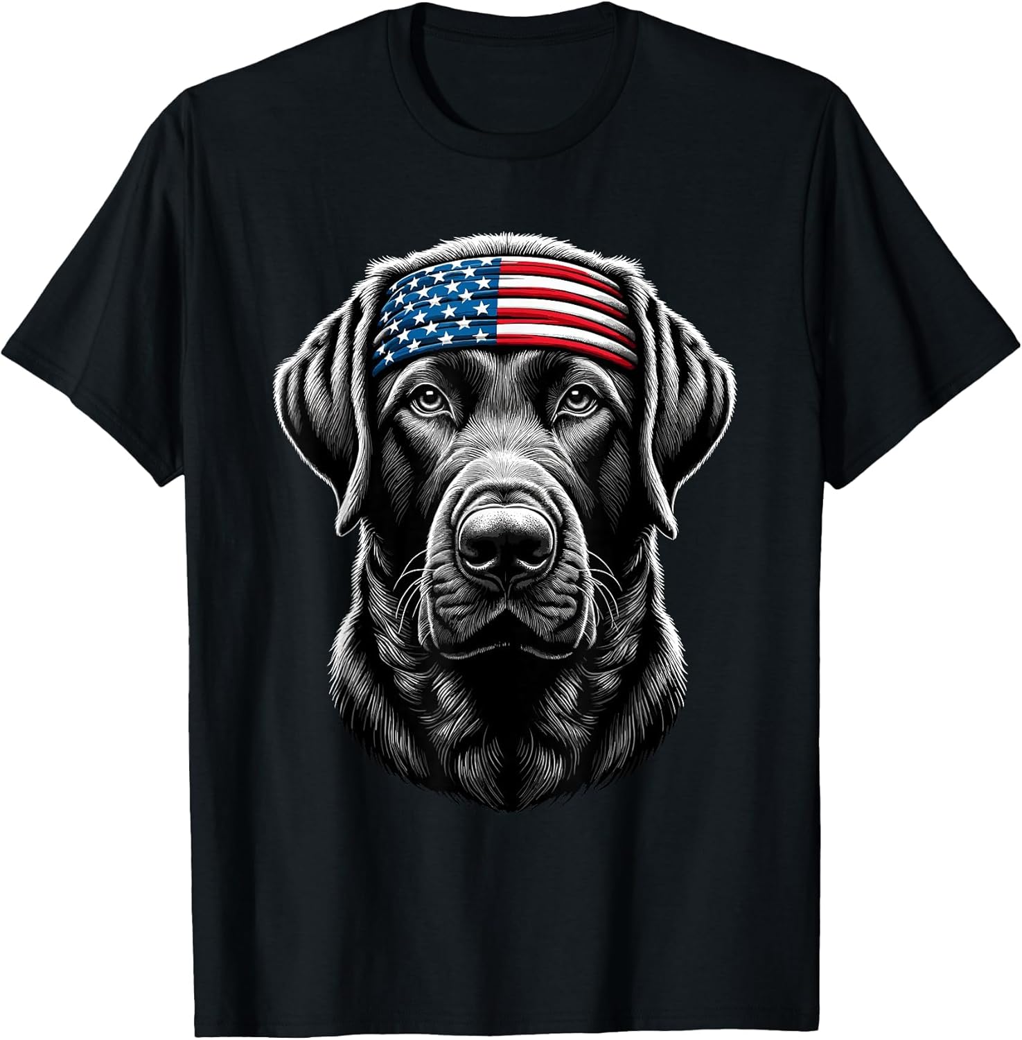 Black Labrador Patriotic Lab 4th of July USA American Flag