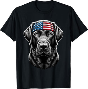 Black Labrador Patriotic Lab 4th of July USA American Flag
