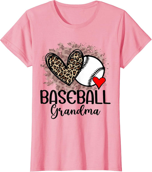 Baseball Grandma Funny Leopard Heart Proud Baseball Grandma