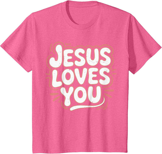 Girls Jesus Loves You Pink Christian Toddler Sister God Mom