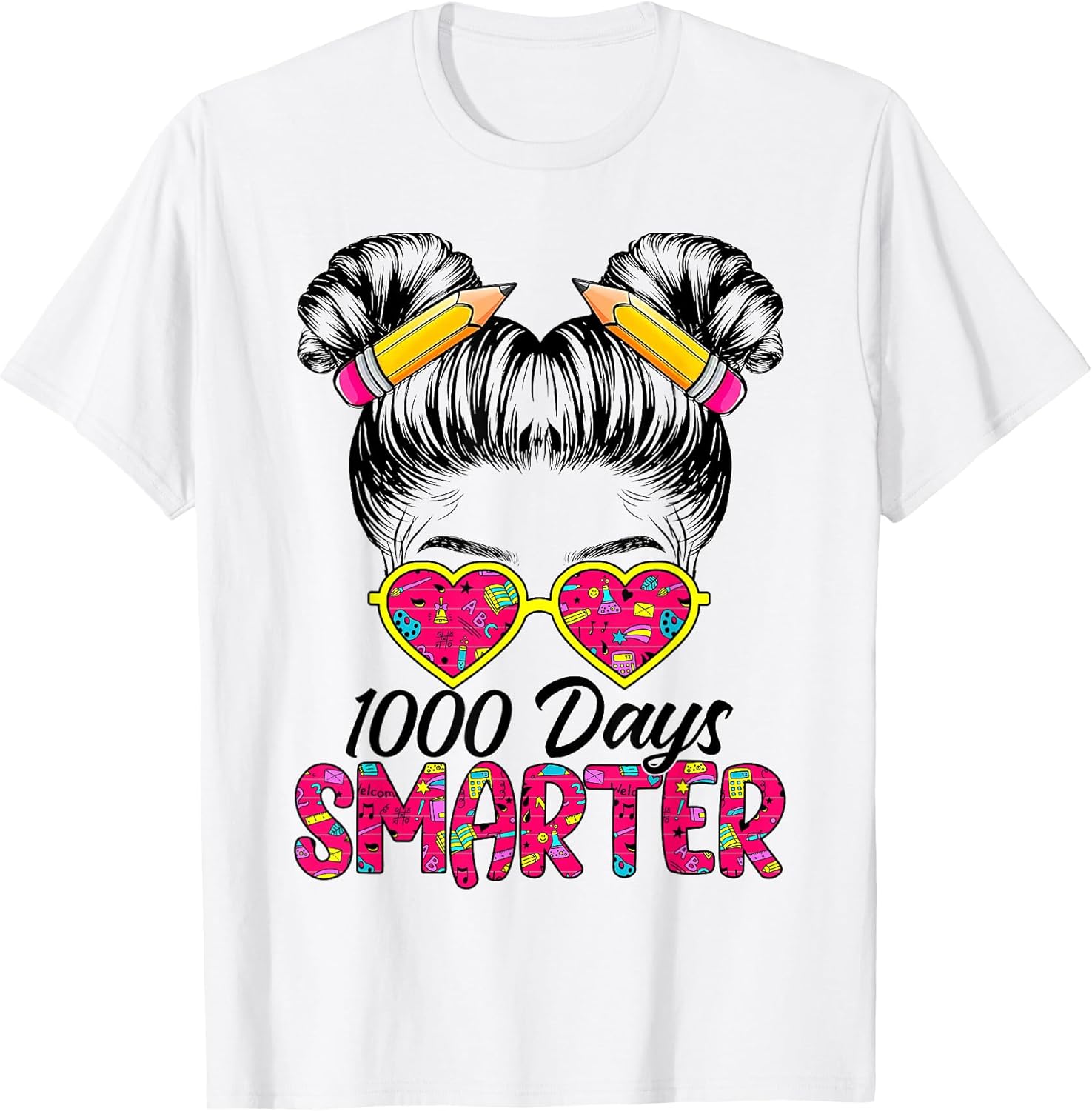 Messy Bun 100th Day of School 5th Grade 1000 Days Smarter