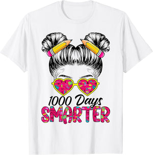 Messy Bun 100th Day of School 5th Grade 1000 Days Smarter