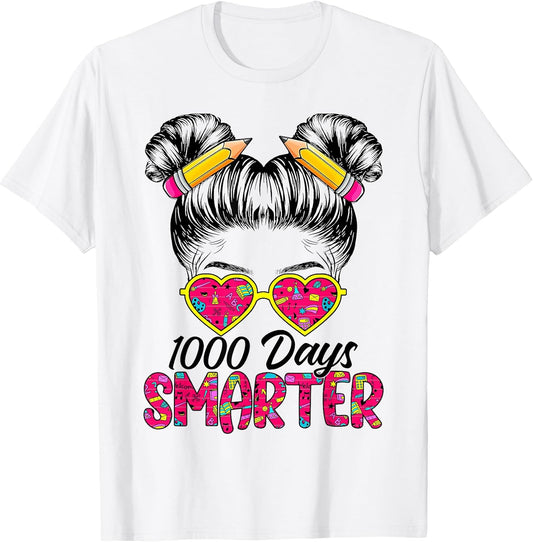 Messy Bun 100th Day of School 5th Grade 1000 Days Smarter