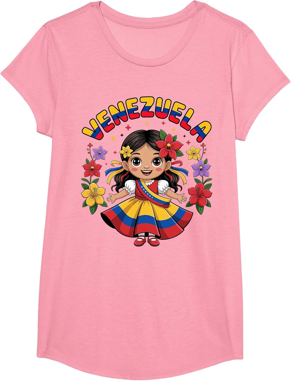 Cute Venezuela Girl Traditional Dress Colorful Art Kids