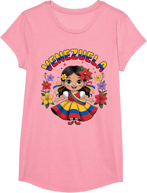 Cute Venezuela Girl Traditional Dress Colorful Art Kids