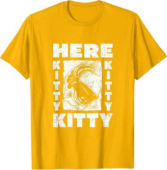 Flathead Catfish Fishing Catfish Hunter Here Kitty Kitty Pun