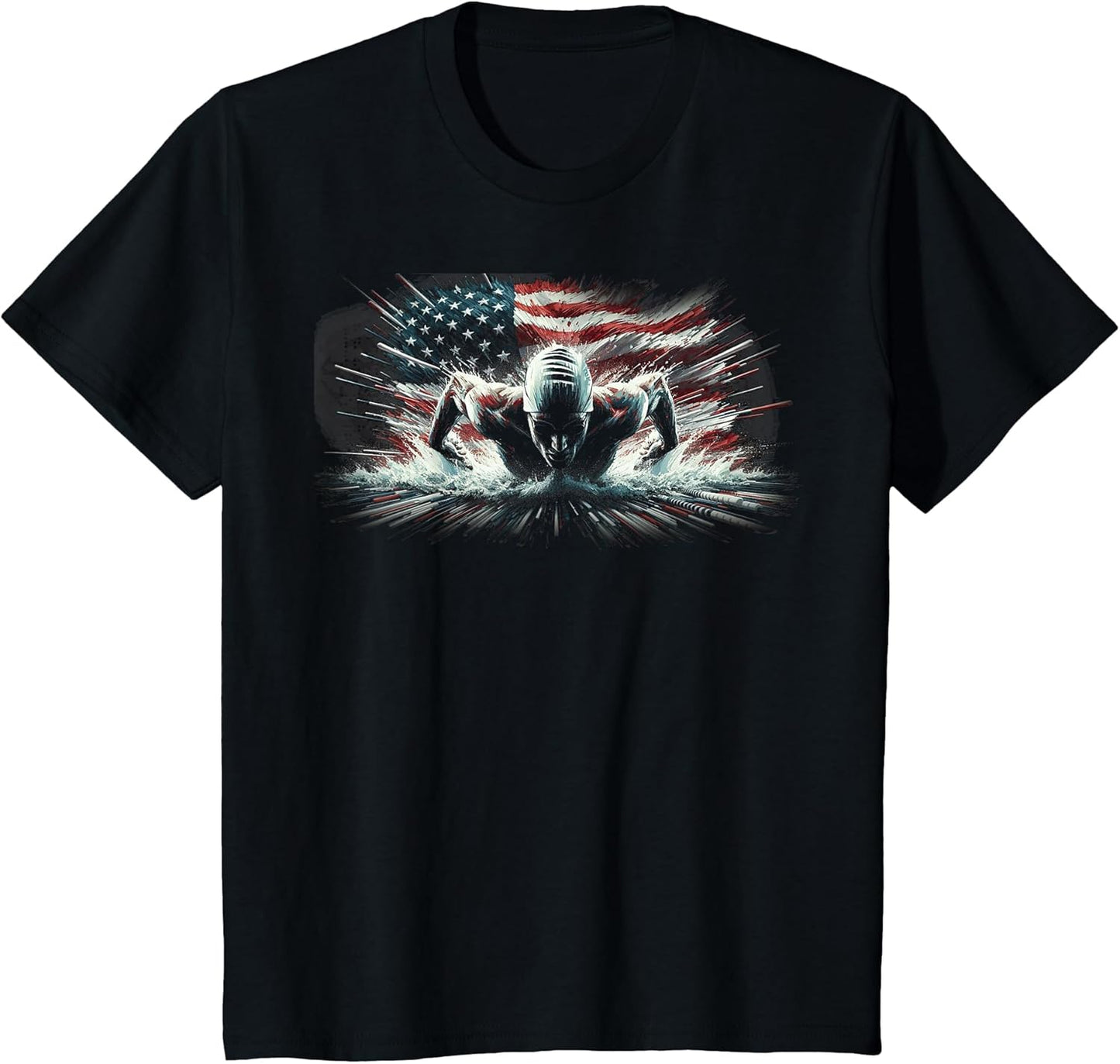 Vintage American Flag Swim Swimmer Funny Swimming