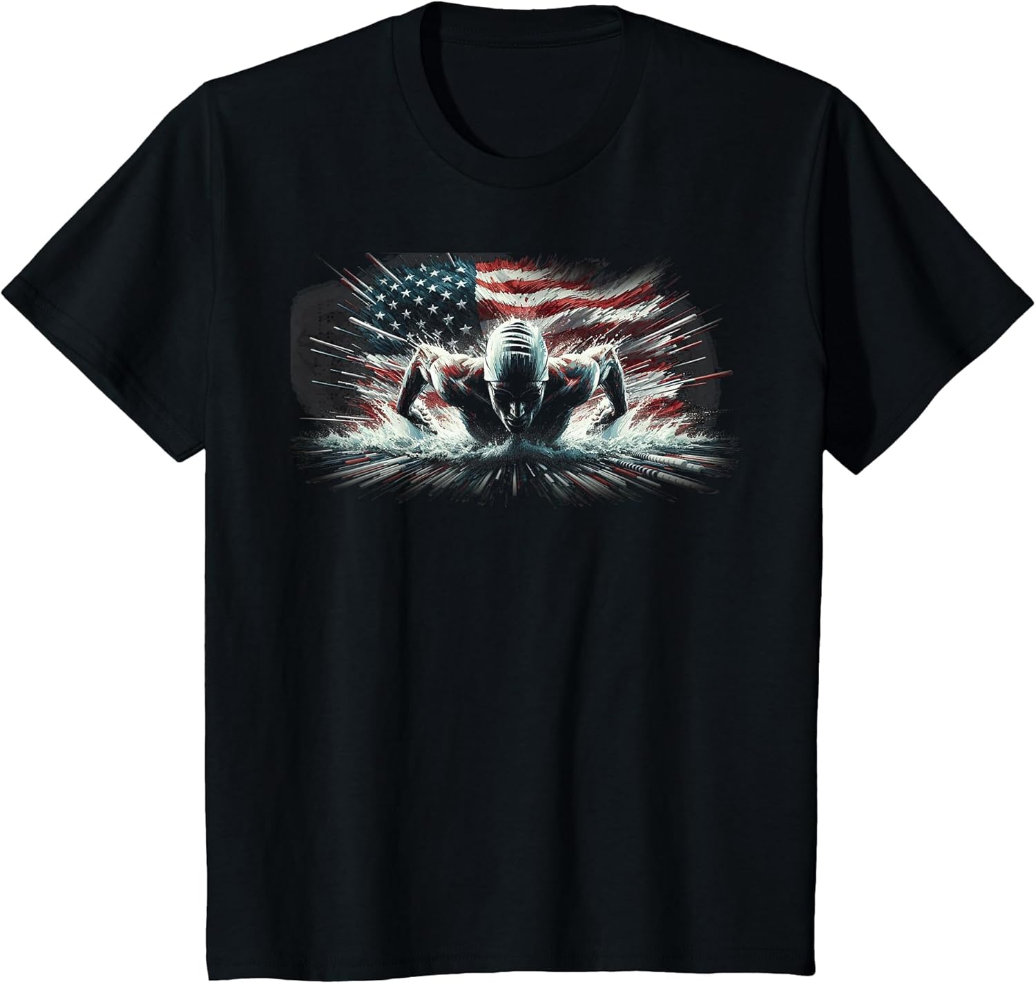 Vintage American Flag Swim Swimmer Funny Swimming