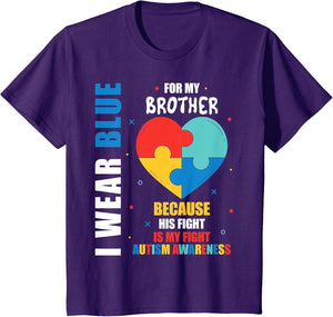 Blue for Brother Fight Autism Awareness Family Support Boy