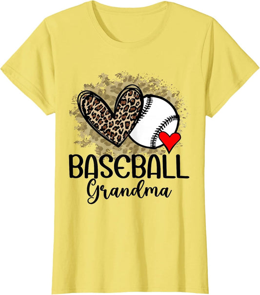 Baseball Grandma Funny Leopard Heart Proud Baseball Grandma