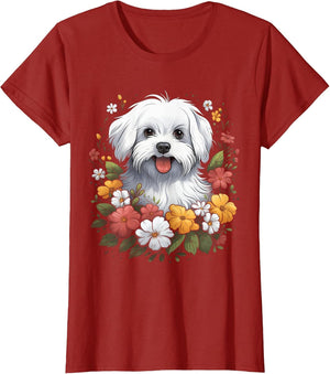Maltese Mom Floral Dog Lover Vintage Flowers Cute
