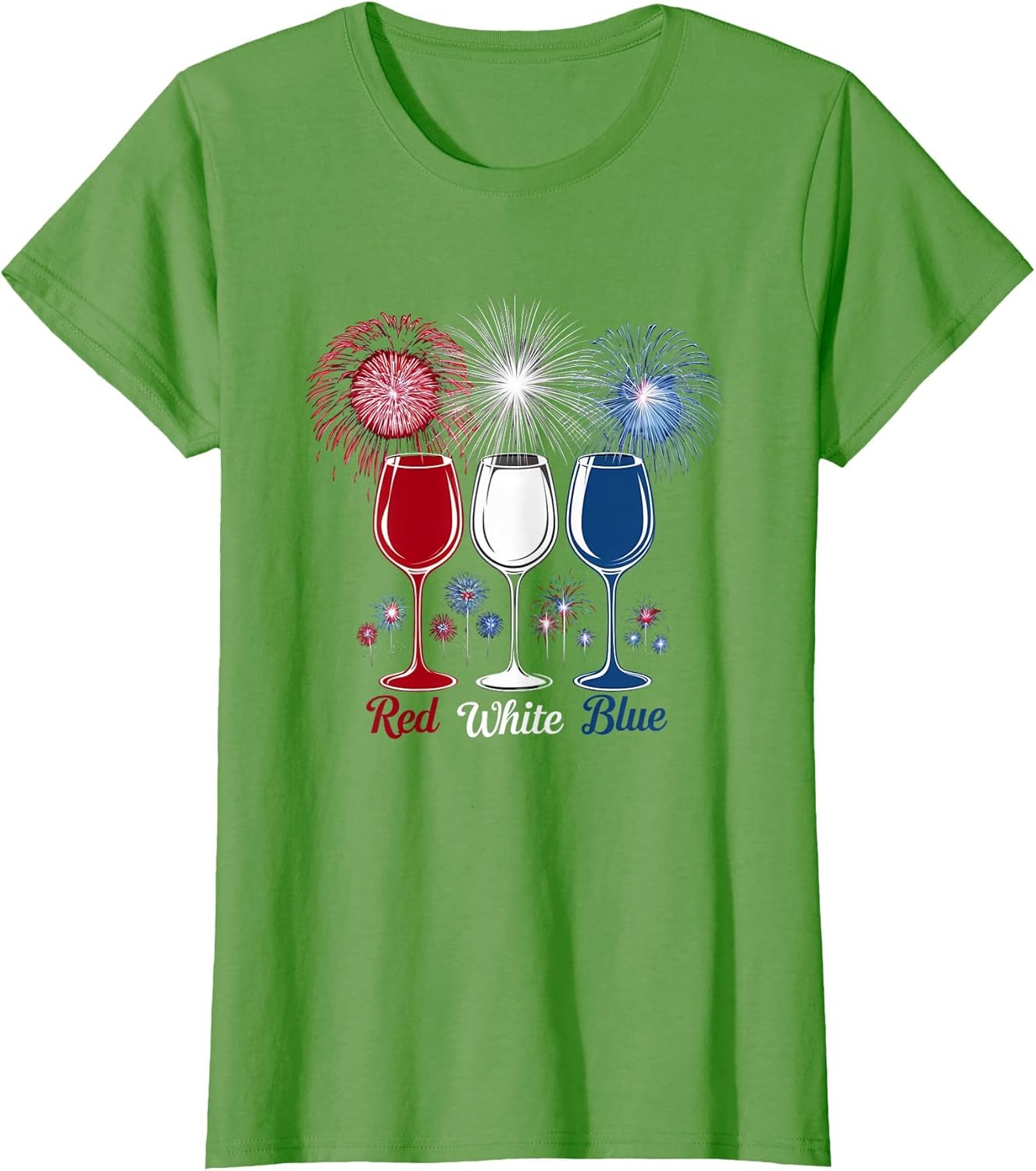 Red Wine & Blue 4th of July Wine Glasses Firework Patriotic