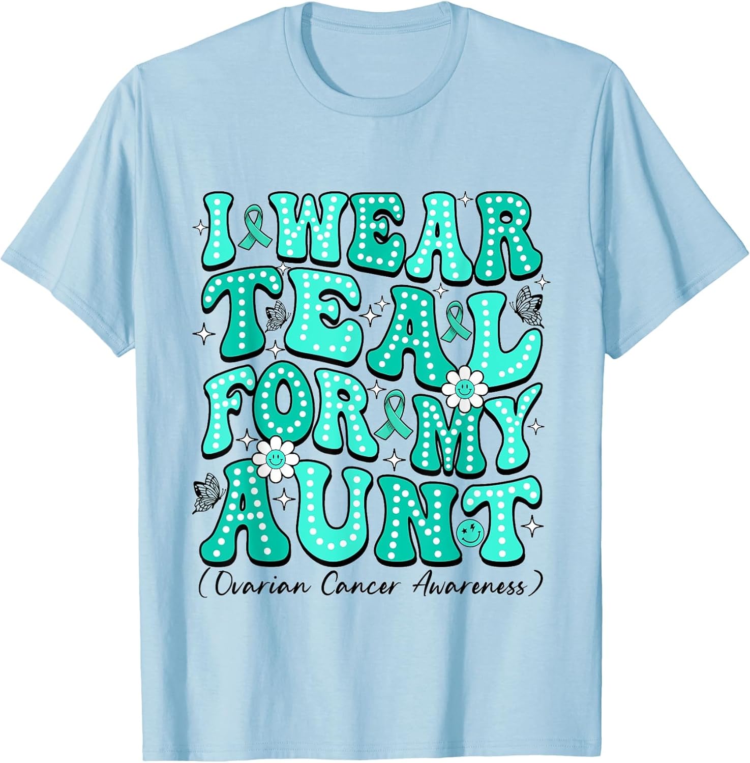 Groovy Dalmatian Dots I Wear Teal for My Aunt Ovarian Cancer