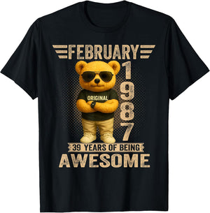 39 Year Old February 1987 Teddy Bear 39th Birthday Men Women