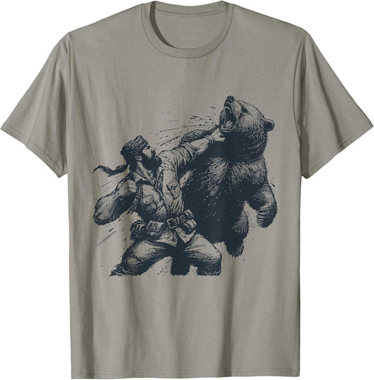 Bear Funny Man Punching Bear Retro Vintage Hunting Camping