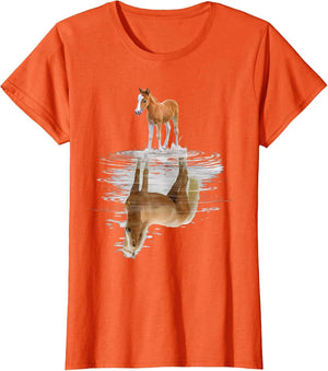 Cute Horse Mirror Water Horseback Riding Girls Horse