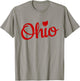 Ohio Shirt OH Red Script Love Home Pride Map Distressed