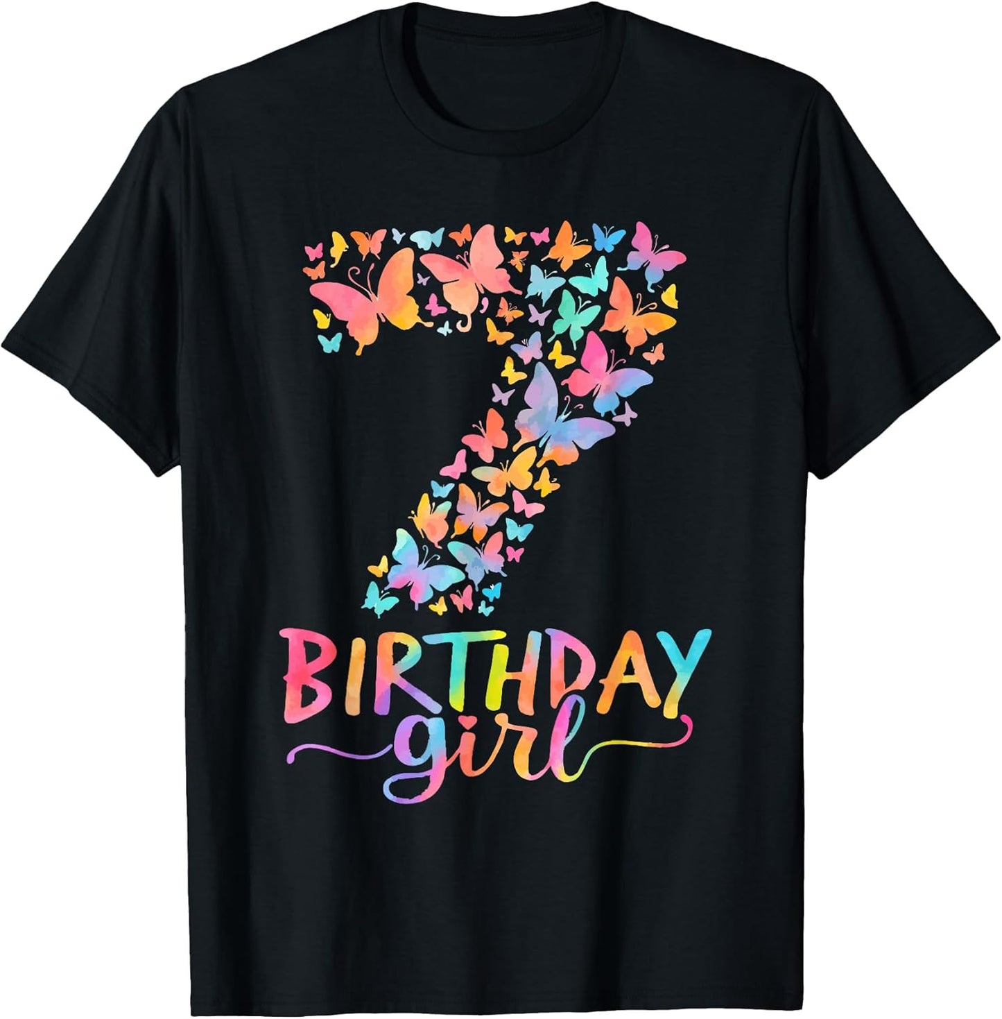 7th Birthday Butterfly Theme 7 Year Old Party Girl Seven