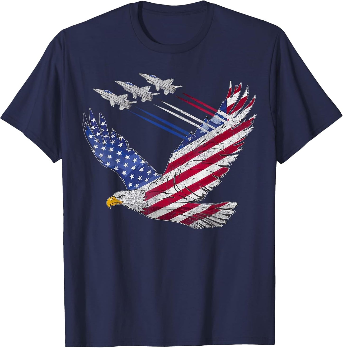 Patriotic Eagle with American Flag and Fighter Jets