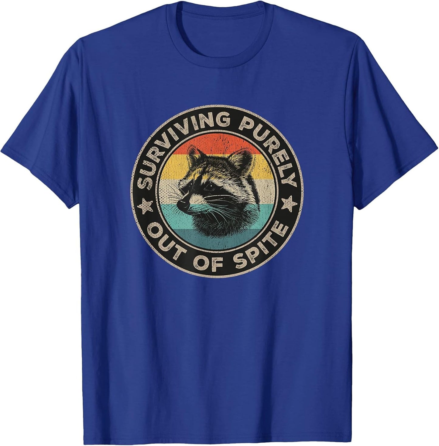 Surviving Purely Out of Spite Funny Quote Retro Raccoon