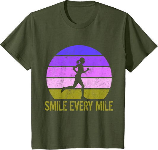 Women Running Marathon Funny Runner Smile Every Mile