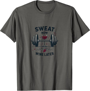Sweat Now Wine Later Funny Gym Motivation Design