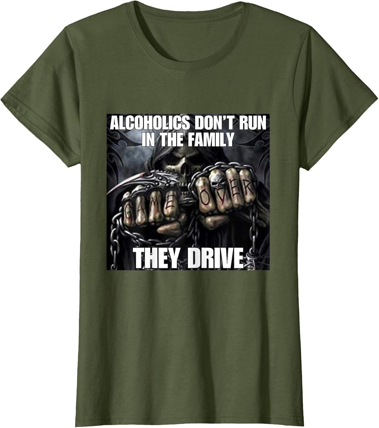 Alcoholics Don't Run They Drive Funny Cringe Hard Skeleton M