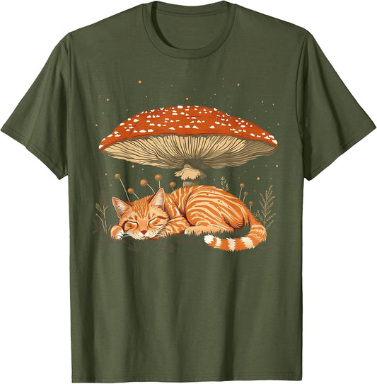 Cute Orange Cat Tabby Cat Cottagecore Aesthetic Mushroom