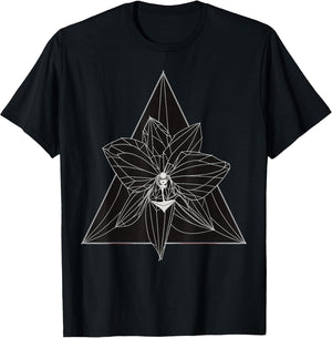 Abstract Black and White Geometry Orchid Flower