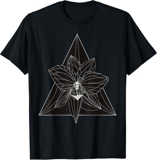 Abstract Black and White Geometry Orchid Flower