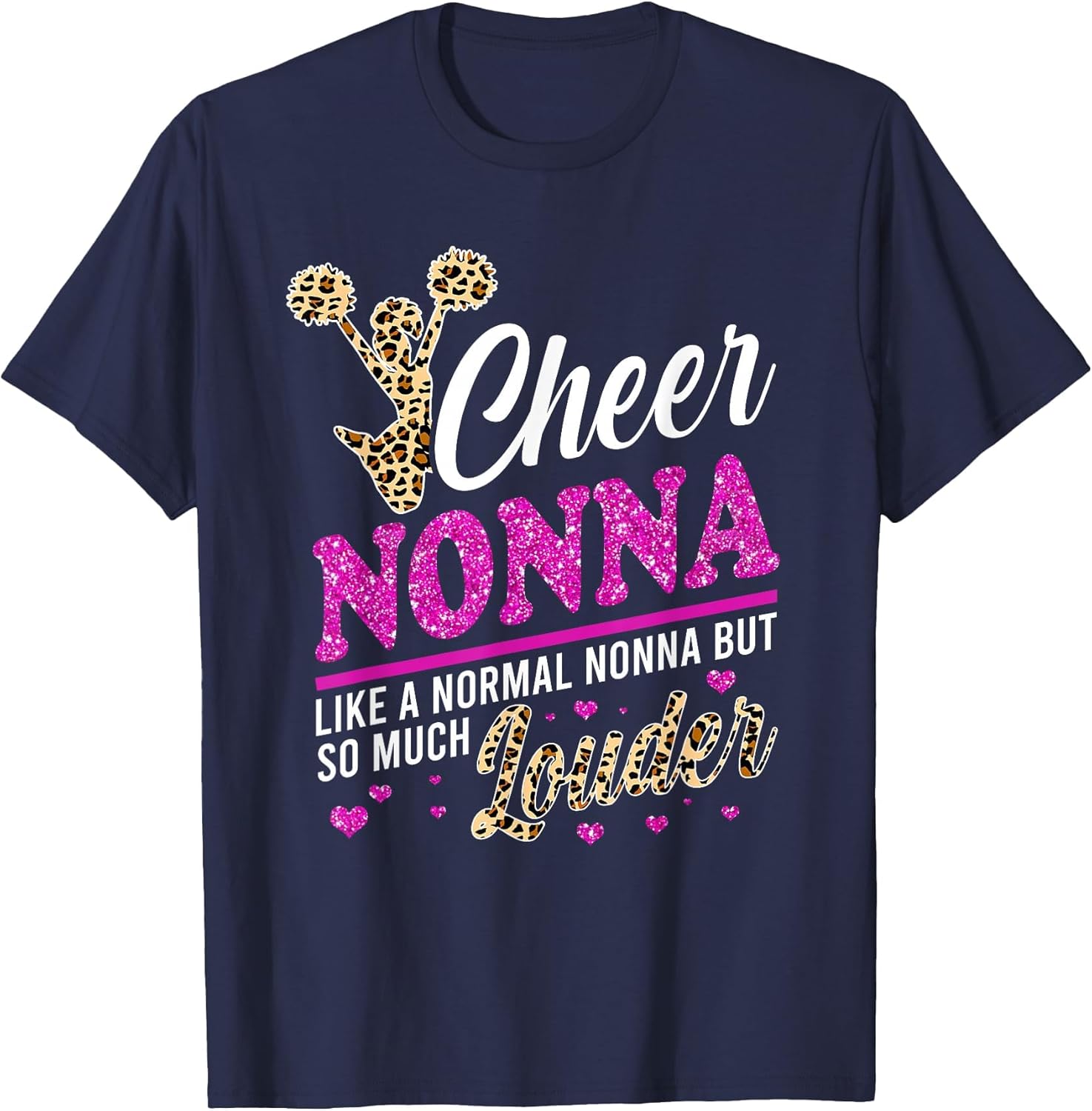 Cheer Nonna Biggest Fan Leopard Print and Pom Pom