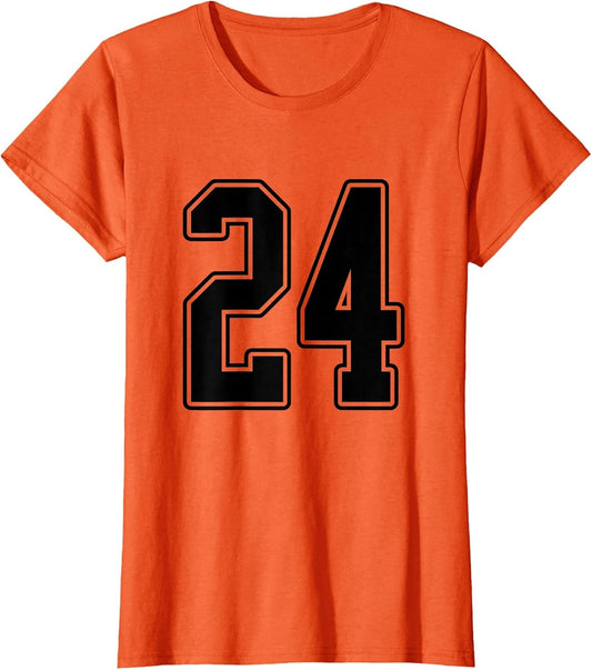 #24 Black Outline Number 24 Sports Fan Jersey Style Easy