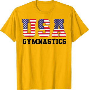 Gymnast Gymnastics USA American Flag 4th of July Girls Boys