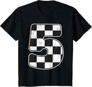 Kids Birthday Boy 5 Five Race Car 5th Birthday Racing Car Flag