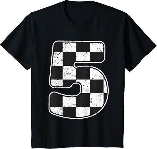 Kids Birthday Boy 5 Five Race Car 5th Birthday Racing Car Flag
