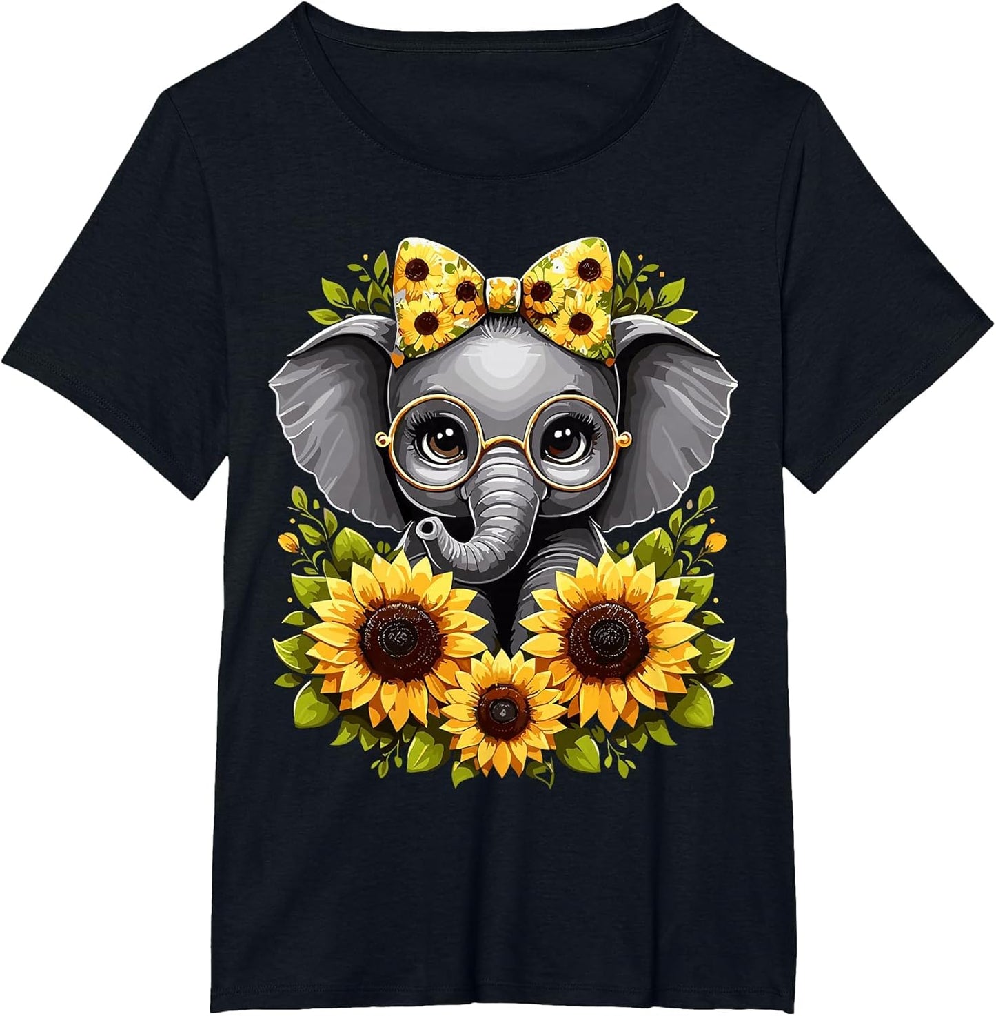 Cute Baby Elephant with Sunflower