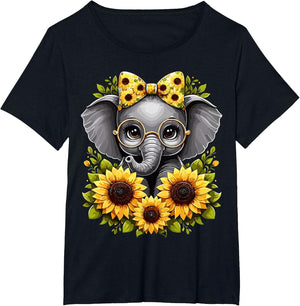 Cute Baby Elephant with Sunflower