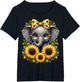 Cute Baby Elephant with Sunflower