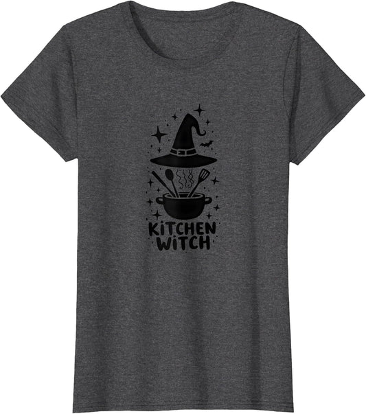 Halloween Food & Cooking Kitchen Witch Spooky Magic , Women, Dark Heather Grey, X-Large