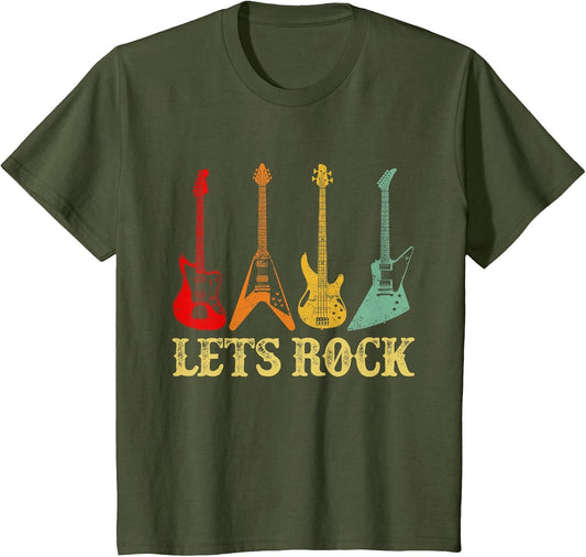 Vintage Retro Lets Rock Rock n Roll Guitar
