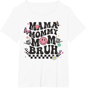 Women's Mother's Day Boy Mama Mommy Mom Bruh Retro Checkered