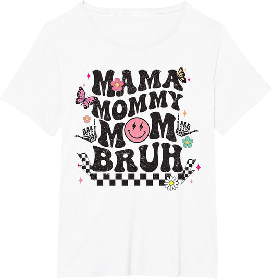 Women's Mother's Day Boy Mama Mommy Mom Bruh Retro Checkered
