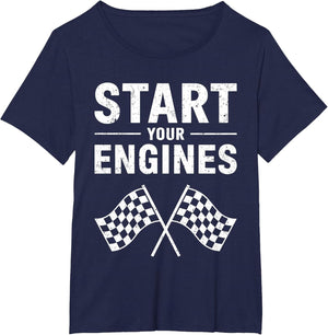 Start Your Engines Shirt Checkered Flag Men Women Racing Day