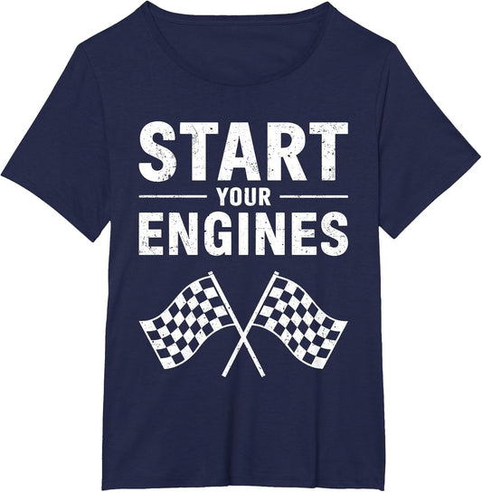Start Your Engines Shirt Checkered Flag Men Women Racing Day