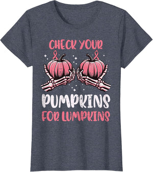 Breast Cancer Check Pumpkins Lumpkins Awareness Ribbon Women