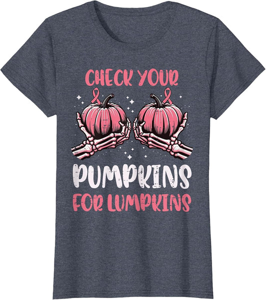 Breast Cancer Check Pumpkins Lumpkins Awareness Ribbon Women